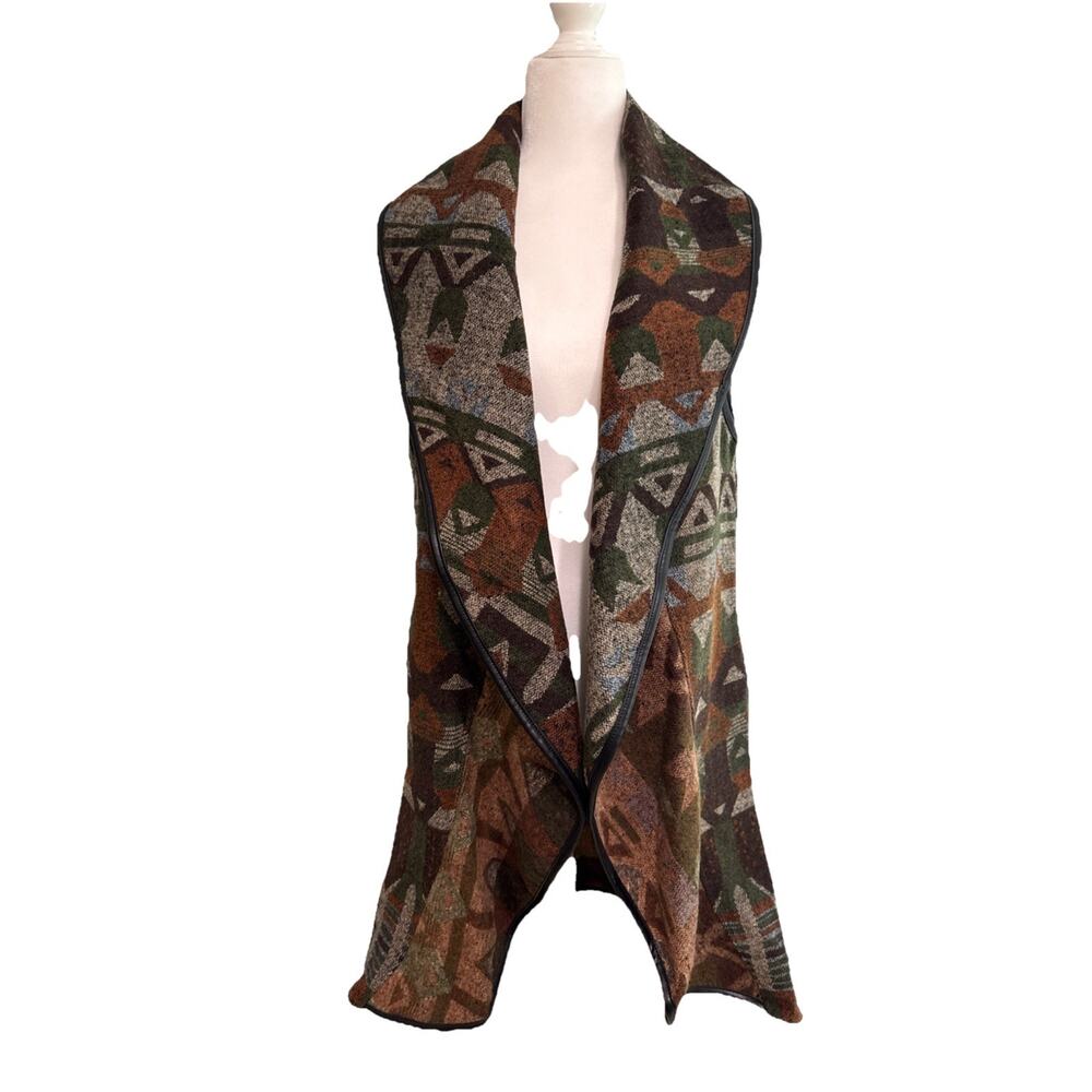 BKE Open Front Cascade Cardigan Sweater Womens S Brown Western Bohemian Pockets